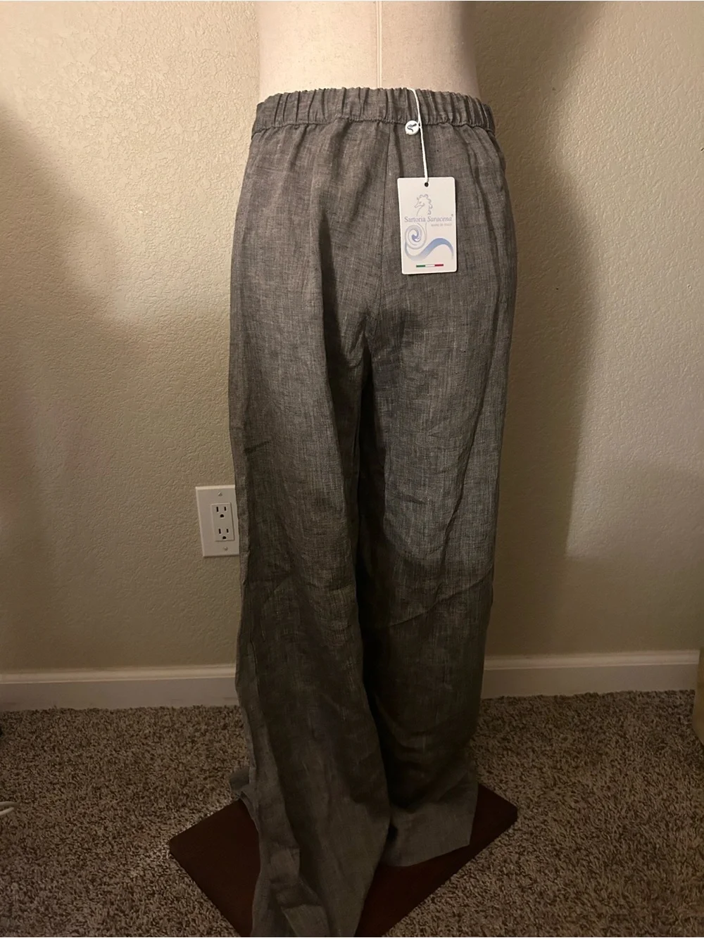 100% Linen Made in Italy NWT Extra Wide Leg Women’s Trouser Pants size Small - Picture 4 of 10
